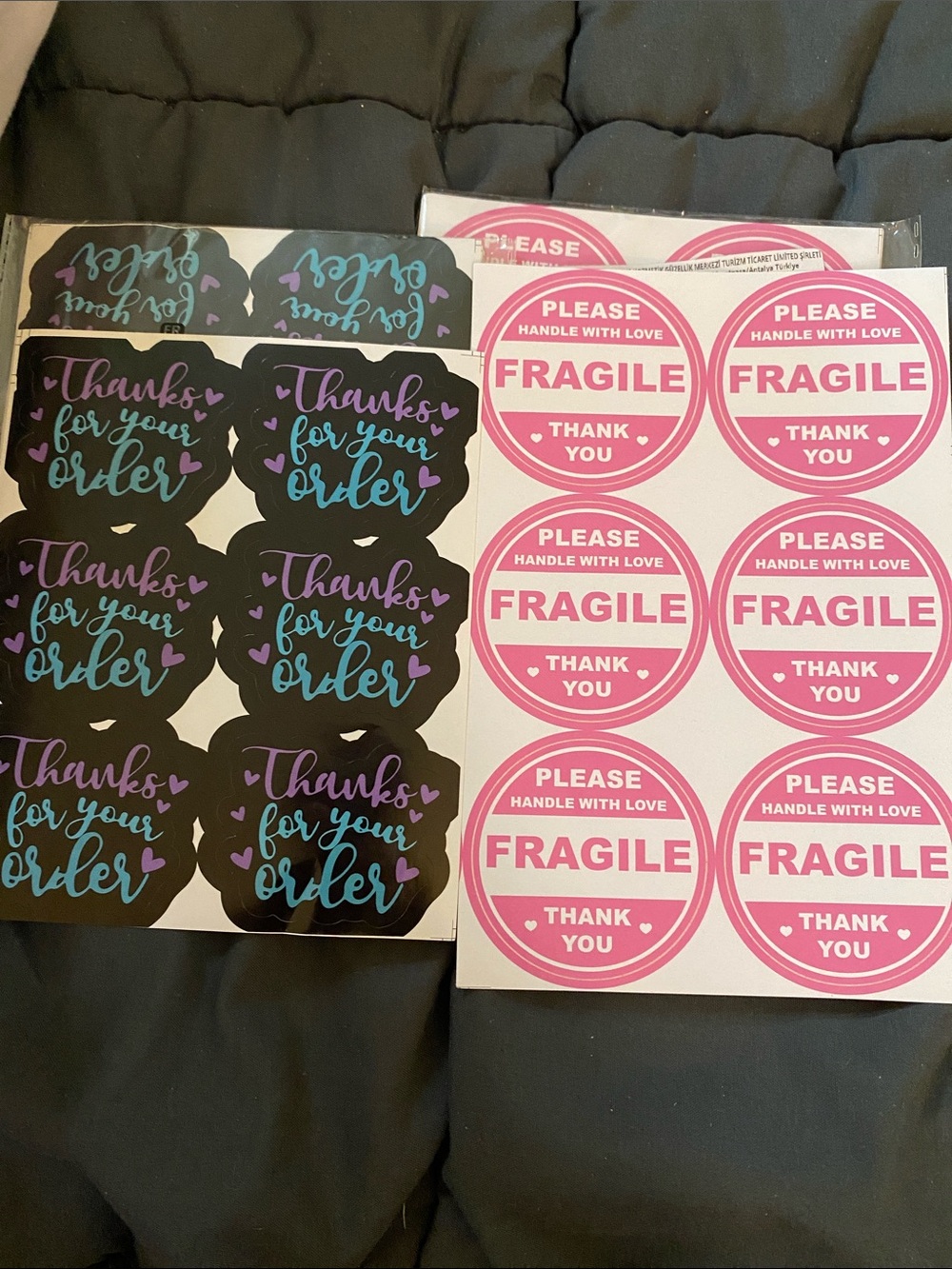 Assorted 'Thanks for Your Order' & 'Fragile' Sticker Sheet Set 120 in all